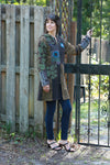 225911 Olive Green & Black Hippie Jacket: Bohemian Patchwork