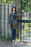 225911 Olive Green & Black Hippie Jacket: Bohemian Patchwork