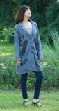 225912 Retro Razor Cut Coat in Soft Gray with Embroidery