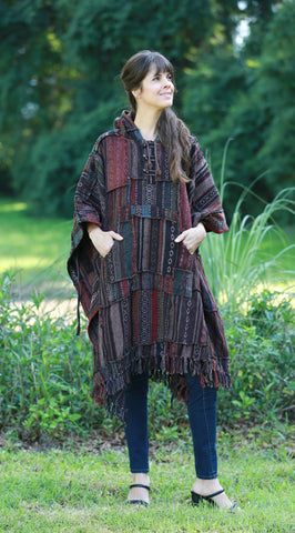 225913 Cocoa Baja Hippie Poncho: Hooded with Tassles