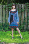 225915 Fall Hippie Dress: Long-Sleeve with Embroidery