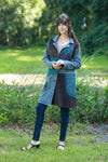 225917 Hippie Boho Coat: Ash Blue Patchwork with Embroidery