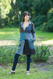 225917 Hippie Boho Coat: Ash Blue Patchwork with Embroidery