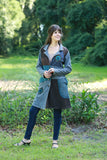 225917 Hippie Boho Coat: Ash Blue Patchwork with Embroidery