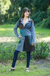 225917 Hippie Boho Coat: Ash Blue Patchwork with Embroidery