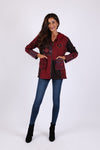 225918 Ruby Maroon Hippie Jacket: Bohemian Patchwork