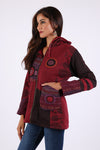 225918 Ruby Maroon Hippie Jacket: Bohemian Patchwork