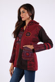 225918 Ruby Maroon Hippie Jacket: Bohemian Patchwork
