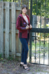 225918 Ruby Maroon Hippie Jacket: Bohemian Patchwork