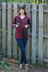 225918 Ruby Maroon Hippie Jacket: Bohemian Patchwork