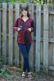 225918 Ruby Maroon Hippie Jacket: Bohemian Patchwork