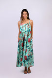 226002 Turquoise Floral Cotton Spaghetti-Strap Sundress
