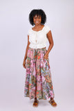 226010 Patchwork Floral Maxi Skirti in Mauve