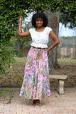 226010 Patchwork Floral Maxi Skirti in Mauve