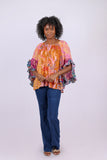 226032 Flair Sleeve Floral Blouse: Rose Meadow Patchwork