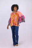 226032 Flair Sleeve Floral Blouse: Rose Meadow Patchwork