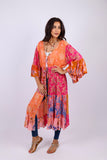 226033 3/4 Bell Sleeve Cover-Up: Rose Meadown Patchwork