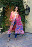 226033 3/4 Bell Sleeve Cover-Up: Rose Meadown Patchwork