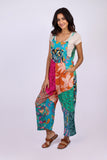 226044 Flowy Tunic with Drawstring: Wildflower Patchwork
