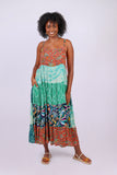 226046 Wildflower Patchwork Summer Spaghetti Strap Dress