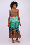 226046 Wildflower Patchwork Summer Spaghetti Strap Dress