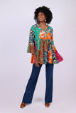 226048 3/4 Bell Sleeve Top: Wildflower Patchwork