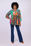 226048 3/4 Bell Sleeve Top: Wildflower Patchwork