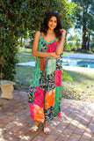 226050 Multicolored Sleeveless Adjustable Romper: Wildflower Patchwork