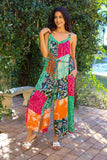 226050 Multicolored Sleeveless Adjustable Romper: Wildflower Patchwork