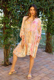 226052 Relaxed Fit Tunic Dress: Pastel Peach Patchwork