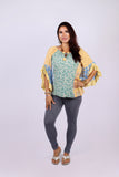 226061 Flair Sleeve Blouse: Sunflower Petal Patch