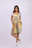 226065 Patchwork Sunflower Overall Shorts