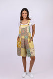 226065 Patchwork Sunflower Overall Shorts