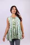 226072 Flowy Sleeveless Top: Mint Meadow Patchwork