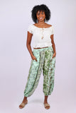 226074 Harem Pants in Mint Patchwork