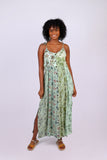 226076 Spaghetti Strap Dress: Mint Meadow Patchwork