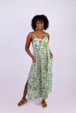 226076 Spaghetti Strap Dress: Mint Meadow Patchwork