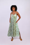 226076 Spaghetti Strap Dress: Mint Meadow Patchwork