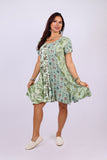 226077 Short Summer Dress: Mint Meadow Patchwork
