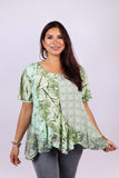 226078 Flowy Short Sleeve Top: Mint Meadow Patchwork