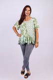 226078 Flowy Short Sleeve Top: Mint Meadow Patchwork