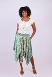 226079 Hankerchief Hem Skirt: Mint Meadow Patchwork