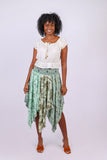 226079 Hankerchief Hem Skirt: Mint Meadow Patchwork
