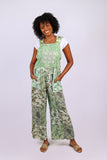 226081 Mint Meadow Patchwork: Overall with Elastic Strech Sleeves