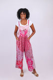 226085 XXL Mauve Patchwork Overall with Adjustable Straps