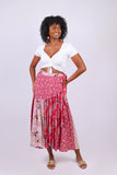 226087 Patchwork Wrap Skirt: Pink Flora Aura