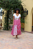 226087 Patchwork Wrap Skirt: Pink Flora Aura