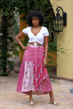 226087 Patchwork Wrap Skirt: Pink Flora Aura