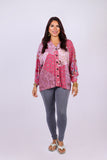 226090 Patchwork Kimono Top: Pink Flora Aura