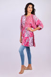 226092 XXL Patchwork Tunic Dress: Pink Flora Aura
